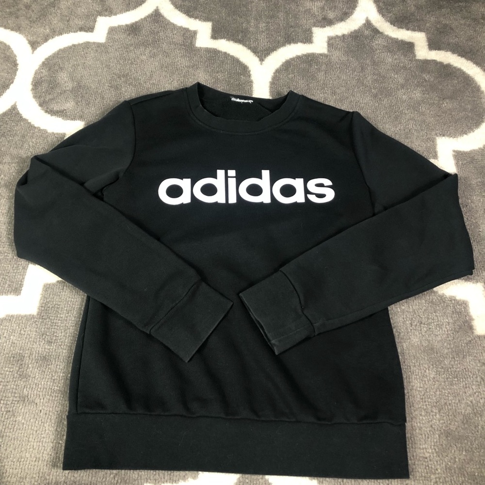 Adidas Sweatshirt Girls XL Spellout Black White Pullover